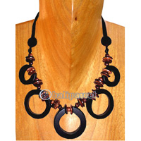 Wooden Necklaces, Handmade From Sono Wood And Coconut Beads .