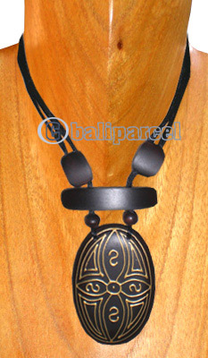 Wooden Necklaces, Handmade From Sono Wood With Beads And Gold Painted