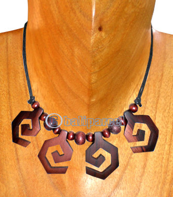 Wooden Necklaces, Handmade From Sono Wood And Wooden Beads .