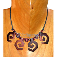 Wooden Necklaces, Handmade From Sono Wood And Wooden Beads .