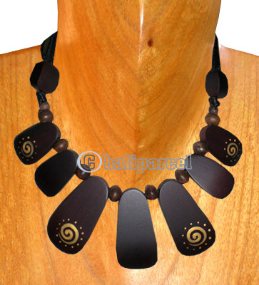 Wooden Necklaces, Handmade From Sono Wood And Wooden Beads .