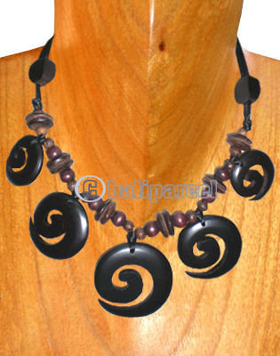 Wooden Necklaces, Handmade From Coconut Wood And Wooden Beads .