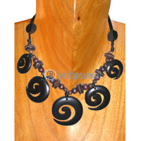 Wooden Necklaces, Handmade From Coconut Wood And Wooden Beads .