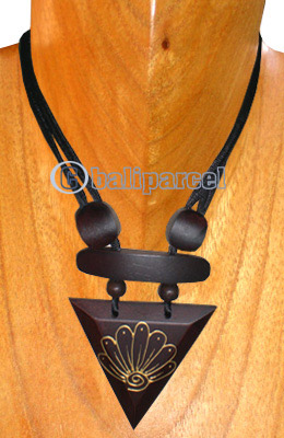 Wooden Necklaces, Handmade From Sono Wood With Beads And Gold Painted