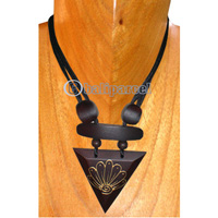 Wooden Necklaces, Handmade From Sono Wood With Beads And Gold Painted