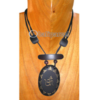 Wooden Necklaces, Handmade From Sono Wood With Beads And Gold Painted