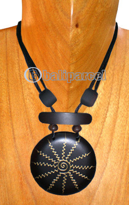 Wooden Necklaces, Handmade From Sono Wood With Beads And Gold Painted