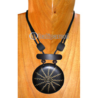 Wooden Necklaces, Handmade From Sono Wood With Beads And Gold Painted