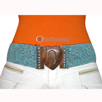 Belt, Handmade From Glass Beads And Sono Wood