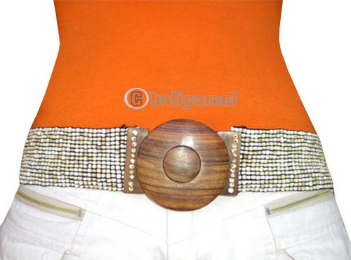 Belt, Handmade From Glass Beads And Sono Wood