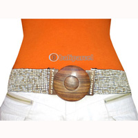 Belt, Handmade From Glass Beads And Sono Wood