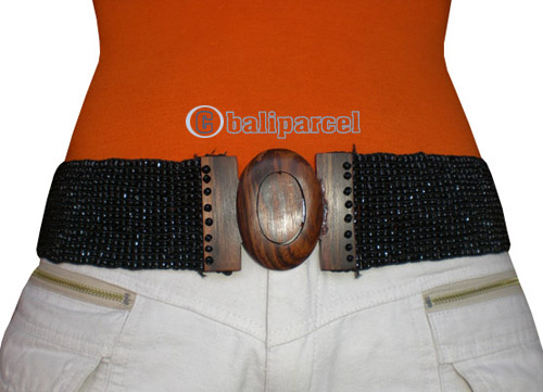 Belt, Handmade From Glass Beads And Sono Wood