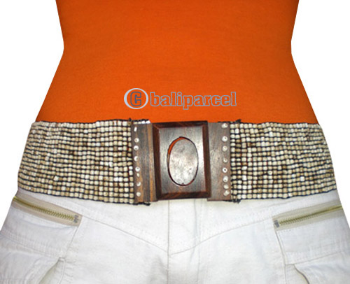Belt, Handmade From Glass Beads And Sono Wood