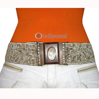 Belt, Handmade From Glass Beads And Sono Wood