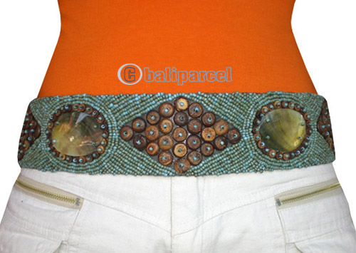 Belt, Handmade From Glass Beads And Shell