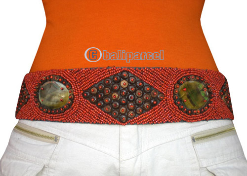 Belt, Handmade From Glass Beads And Shell