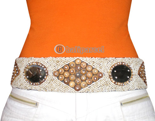 Belt, Handmade From Glass Beads And Shell