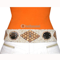 Belt, Handmade From Glass Beads And Shell