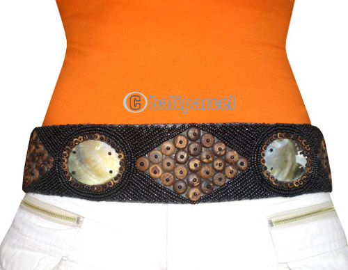 Belt, Handmade From Glass Beads And Shell