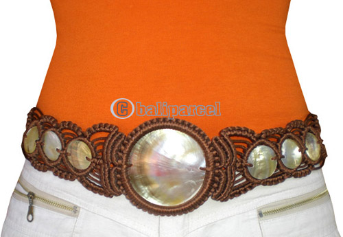 Belt, Handmade From Cotton String And Shell