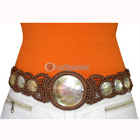 Belt, Handmade From Cotton String And Shell