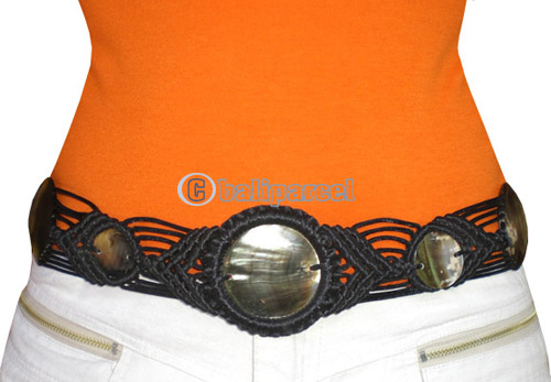 Belt, Handmade From Cotton String And Shell