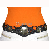 Belt, Handmade From Cotton String And Shell