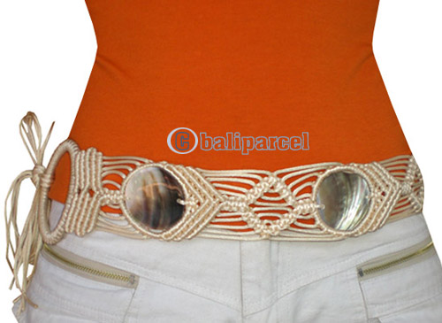 Belt, Handmade From Cotton String And Shell