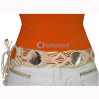 Belt, Handmade From Cotton String And Shell