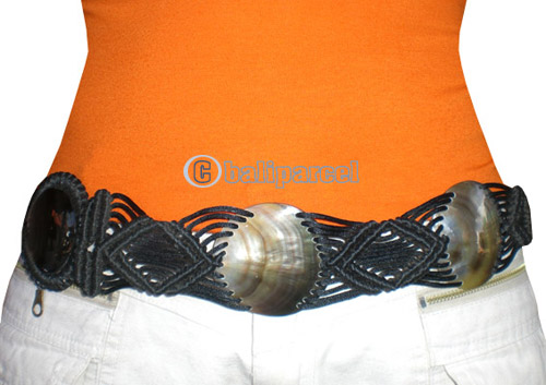 Belt, Handmade From Glass Beads And Shell
