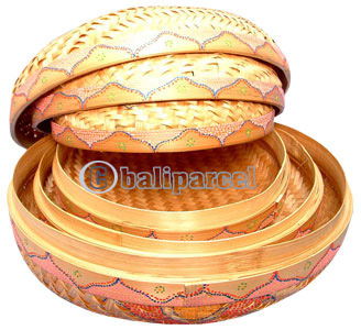 Food Cover Round, Handmade From Bamboo With Handpainted
