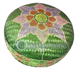 Food Cover Round, Handmade From Bamboo With Handpainted