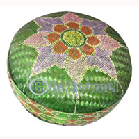 Food Cover Round, Handmade From Bamboo With Handpainted