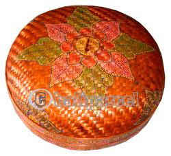 Food Cover Round, Handmade From Bamboo With Handpainted