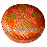 Food Cover Round, Handmade From Bamboo With Handpainted