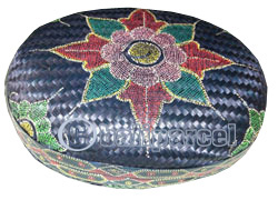 Food Cover Oval, Handmade From Bamboo With Handpainted