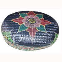 Food Cover Oval, Handmade From Bamboo With Handpainted