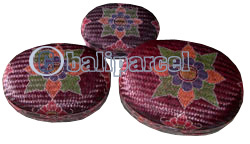 Food Cover Oval, Handmade From Bamboo With Handpainted