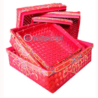 Food Cover Square, Handmade From Bamboo With Handpainted