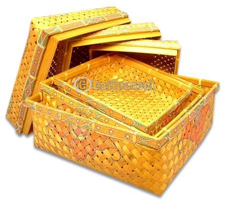 Food Cover Square, Handmade From Bamboo With Handpainted
