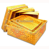 Food Cover Square, Handmade From Bamboo With Handpainted