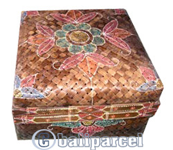 Food Cover Square, Handmade From Bamboo With Handpainted