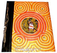 Photo Album, Handmade From Carton Decorated With Cinnamon Stick And Dot Art Painting