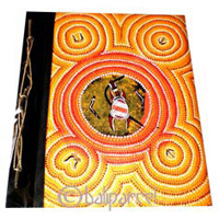 Photo Album, Handmade From Carton Decorated With Cinnamon Stick And Dot Art Painting