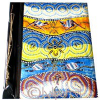 Photo Album, Handmade From Carton Decorated With Cinnamon Stick And Dot Art Painting