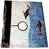 Photo Album, Handmade From Carton Decorated With Cinnamon Stick And Dot Art Painting