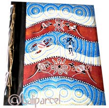 Photo Album, Handmade From Carton Decorated With Cinnamon Stick And Dot Art Painting
