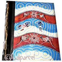 Photo Album, Handmade From Carton Decorated With Cinnamon Stick And Dot Art Painting