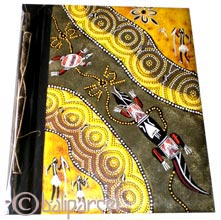 Photo Album, Handmade From Carton Decorated With Cinnamon Stick And Dot Art Painting