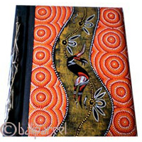 Photo Album, Handmade From Carton Decorated With Cinnamon Stick And Dot Art Painting